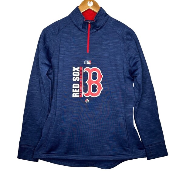 Majestic Boston Red Sox Women’s XL Navy 1/4 Zip Sweatshirt Pullover MLB Sporty - Picture 12 of 12